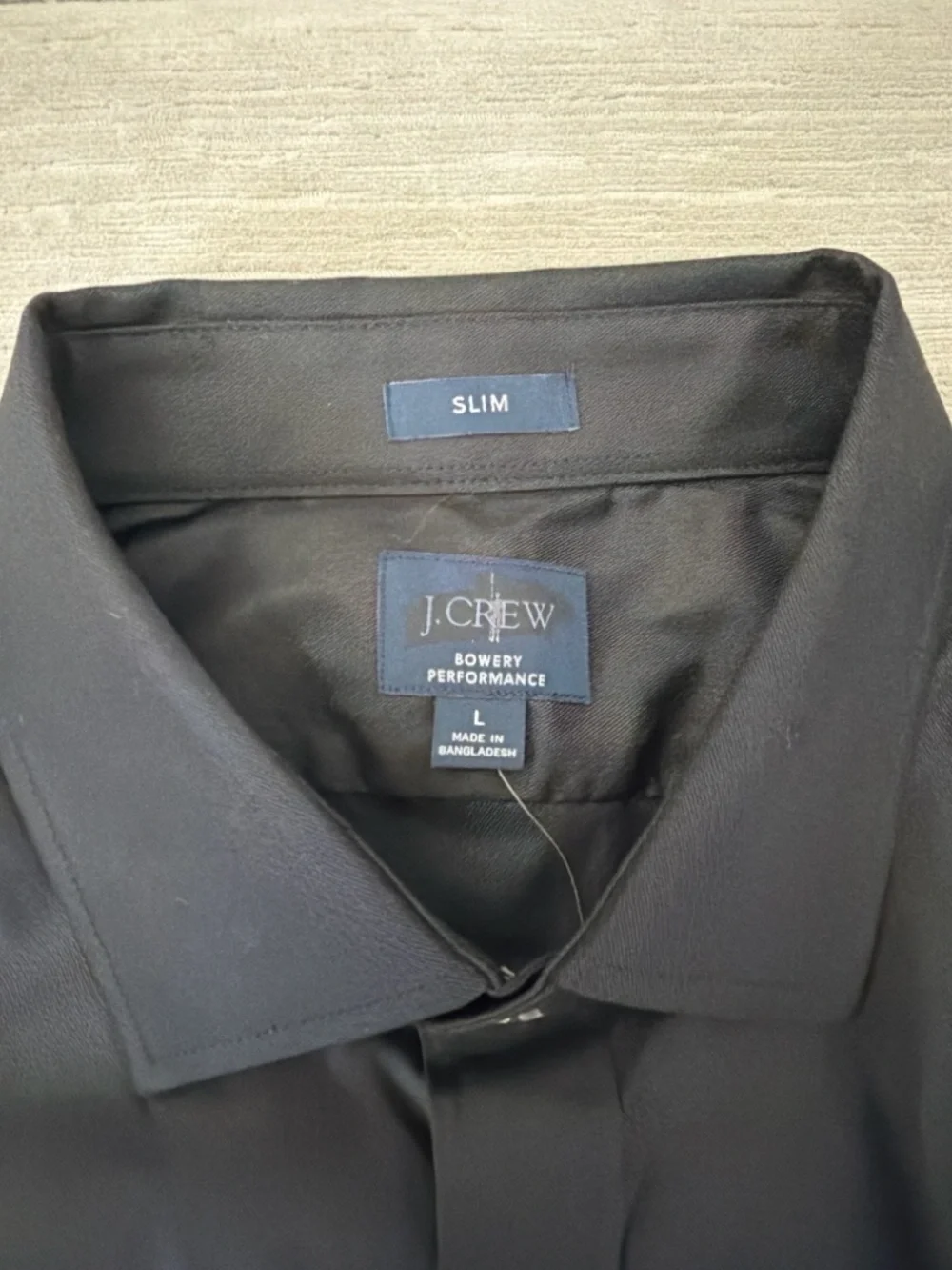 J.Crew Bowery Performance Dress Shirt Slim Large Black Stretch Twill NWOT